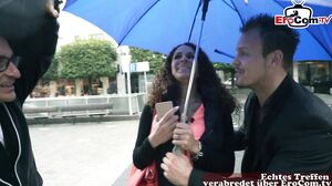 2 Guy pick up german bitch on street for anal threesome