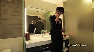 Horny stud fucked shemale in lingerie