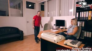 German mature blonde secretary fuck in office with sagg