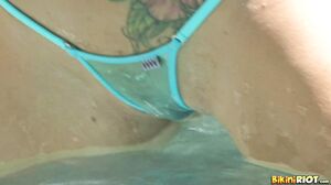 BikiniRiot - Jayden Jaymes - Sheer Turquoise Thong 2