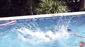 Julia De Lucia - Dripping wet pool session with sun milk from the balls