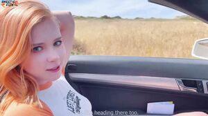 Foxy redhead fucks boyfriend on roadtrip