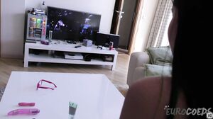 Using a Dildo on 18yo Irish Candy While She Plays Xbox