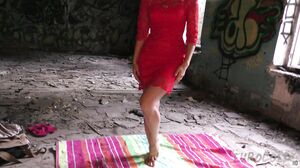 Office Girl Caroline Nude and Masturbating in an Abando