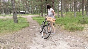 Sonja Naked Bike Riding in the Forest Then Masturbating