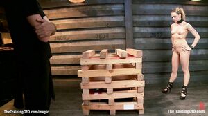 Blonde trainee ass caned and spanked