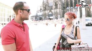 STREET FLIRT CASTING WITH GERMAN SKINNY REDHEAD TEEN