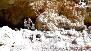 French blonde milf get anal threesome mmf dp at the bea