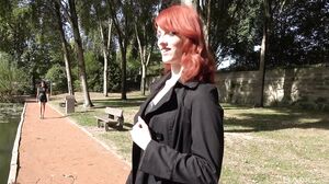 Redhead american and a french brunette threesome