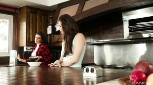 two lesbian brunettes