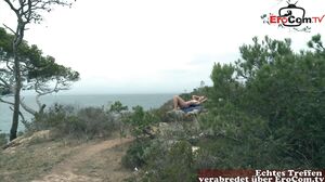 German Blonde amateur girl fuck in public in holiday