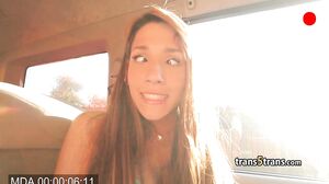 Teen tranny plays with cock solo