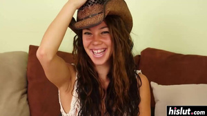 Hot college girl uses a dildo