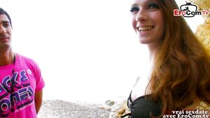 French petite teen get anal fuck outdoor at the beach