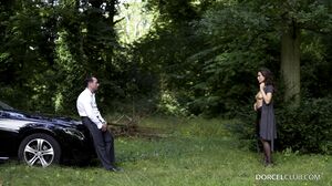 Classy brunette fucked outdoors