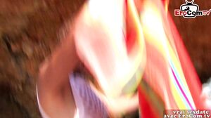 French amateur threesome ffm at the beach with skinny t