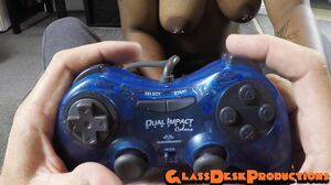 Ebony Ivory footjob - GlassDeskProductions