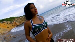 French amateur latina teen fuck outdoor at the beach