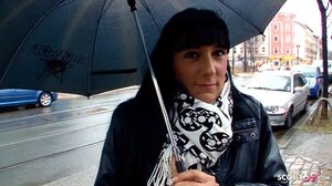 German MILF in Leather Leggings Pickup and Fuck on Street