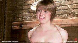 Trainee pussy clamped and fingered