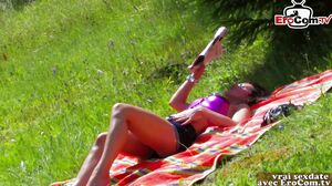 French amateur teen fuck outdoor with anal try in small