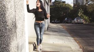 Tiny Tits Latina walking and Masturbating