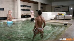 Eveline Dellai, Silvia Dellai - 3 Studs Enjoy a Poolsid