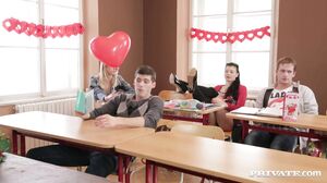 Lucy and Violette Get Some Valentines Day Cock after Sc