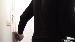 Tess wanted him to jerk off and watch her shower but she got horny to fuck