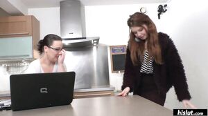 Candice Marchal introduces Angela Kiss to porn as she gets an anal creampie