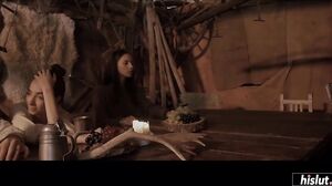 Nicole Love milks cum out of her husbands cock and onto her tits