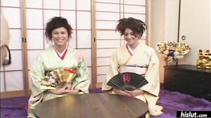 Sakura fucks his cock as Sayuri sucks his balls and is fucked from behind