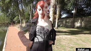 Alex Harper swallows his cum as he pulls out of Lina Lux's asshole!