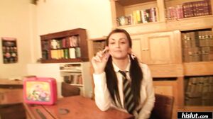 Naughty skool gurl Keira learns a lesson from a big, thick dick