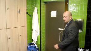 Sara Mel makes this managers happy by draining his small dick dry