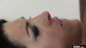 Sonia Kel bounces her pussy up and down a dong which makes her titties jump