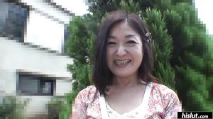 Chiyo Yamabe gets creampied in her hairy granny pussy!