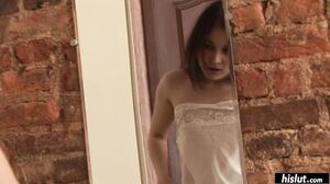 Olga fucks her hairy pussy from behind for extra deep penetration