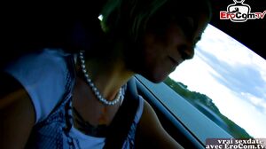 French skinny blonde milf at public anal sex on the bea