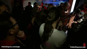 Tanned shaped brunette fucked in public