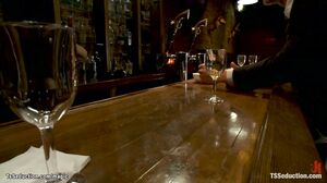 Shemale bartender fucking business man