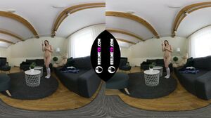 VR180 nude photo session backstage with beautiful top model Evelina