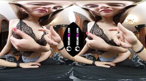 Lina makes lapdance and then masturbates with sucking vibrator VR180