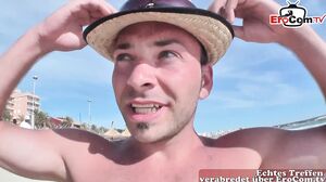 German Teen anal pick up at beach for threesome ffm