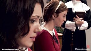 Sinful coeds whipped by lezdom nun