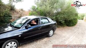 German teen lesbian public fuck in car