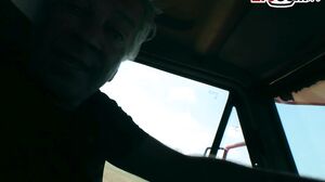 German skinny hitchhiker teen pick up from grandpa in f