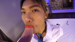 Ladyboy Kib Gets That Thick Cock In Mouth