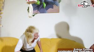 Ugly german blonde neighbor Housewife get facial cumsho