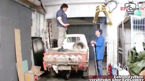 German perfect tits amateur teen fucks at construction